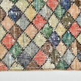 2x9 Vintage Multicolor Geometric Turkish Runner Rug, 75x266Cm