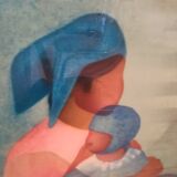 Lithography of Louis Toffoli "pink motherhood"