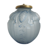Blue Art Deco ball vase signed P. de Cagny