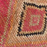Pink & Beige Tribal Motifs Vintage Runner Rug, 63x295 Cm
