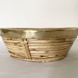 Rattan and gilded brass basket