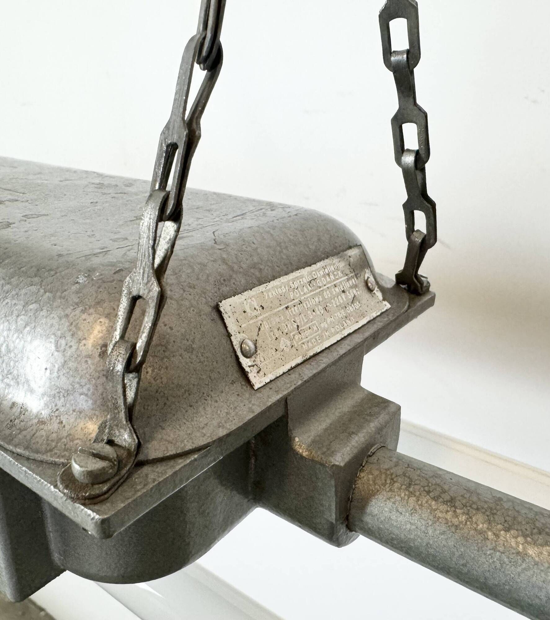Grey Industrial Hanging Tube Light from Polam Gdansk, 1970s