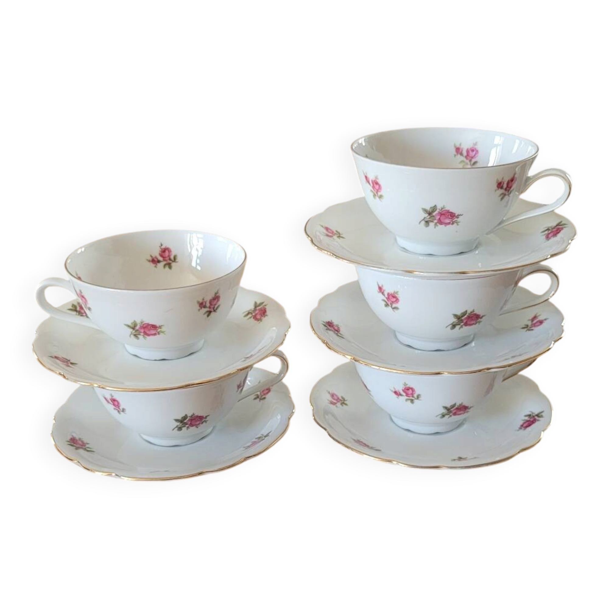 5 cups and saucers Seltmann Weiden Bavaria Model Nora