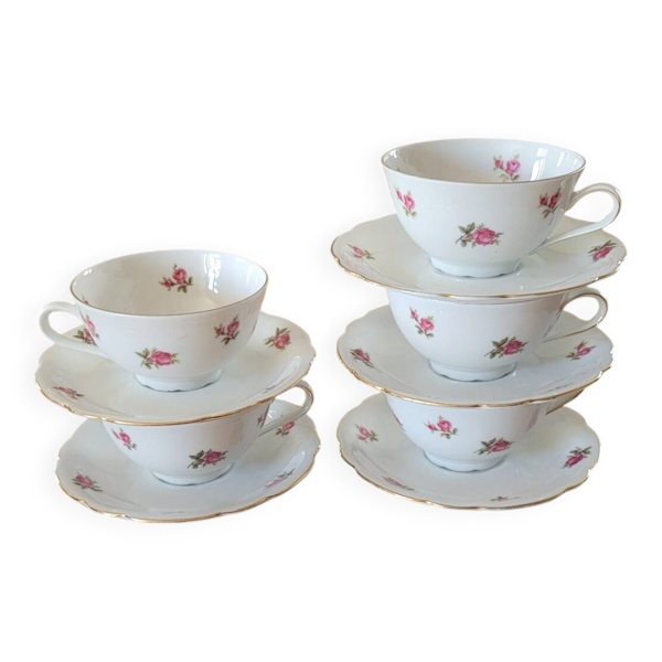5 tasses et sous-tasses Seltmann Weiden Bavaria  Modèle Nora