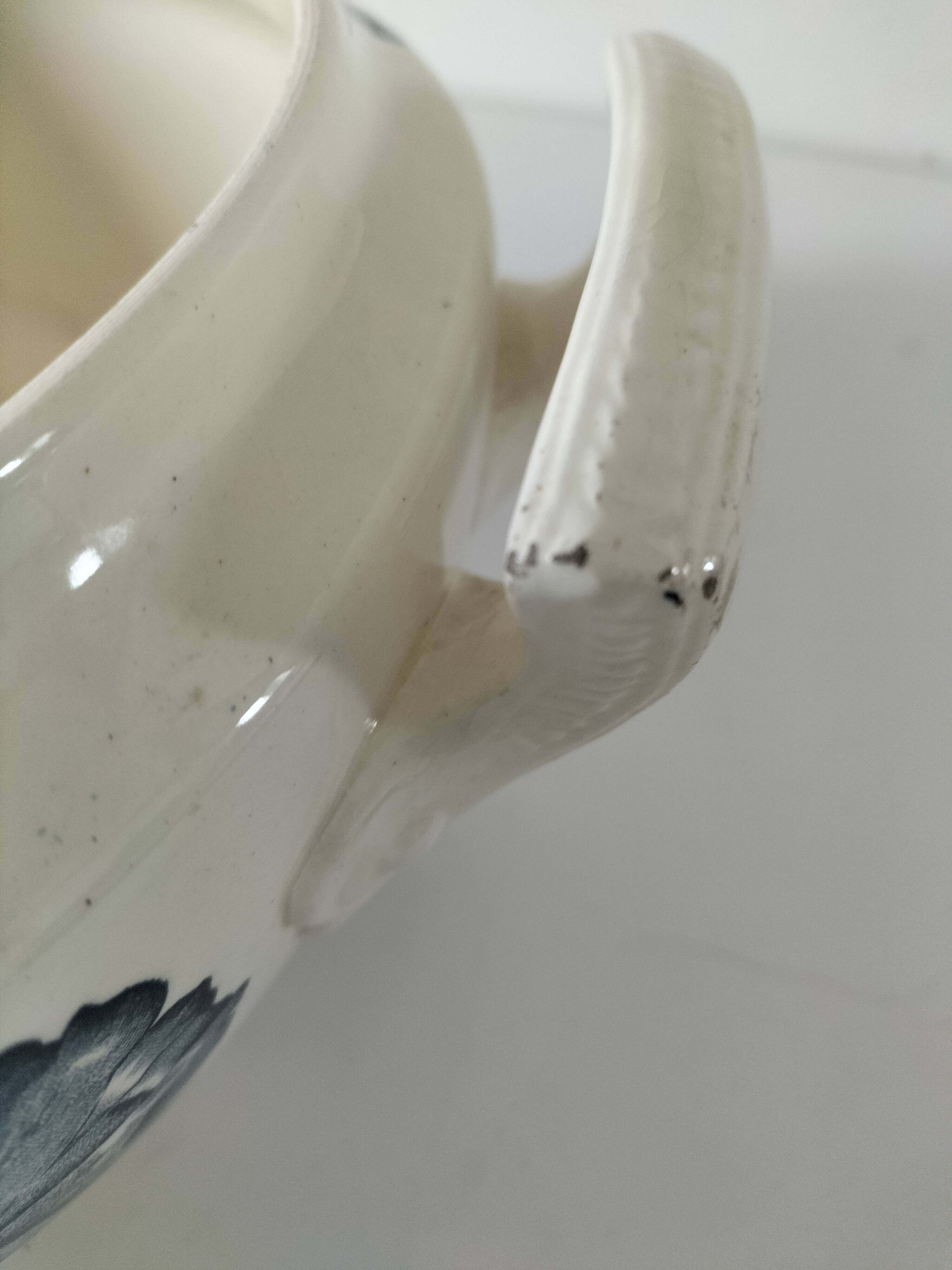 Lion Soup Tureen – Blue-grey Hollyhocks 1890-1920