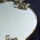 Round Mirror with Ribbon Crest and Lady's Portrait in Gilded Metal