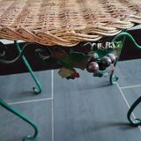 Small side table in wicker and metal with vine and grape decoration
