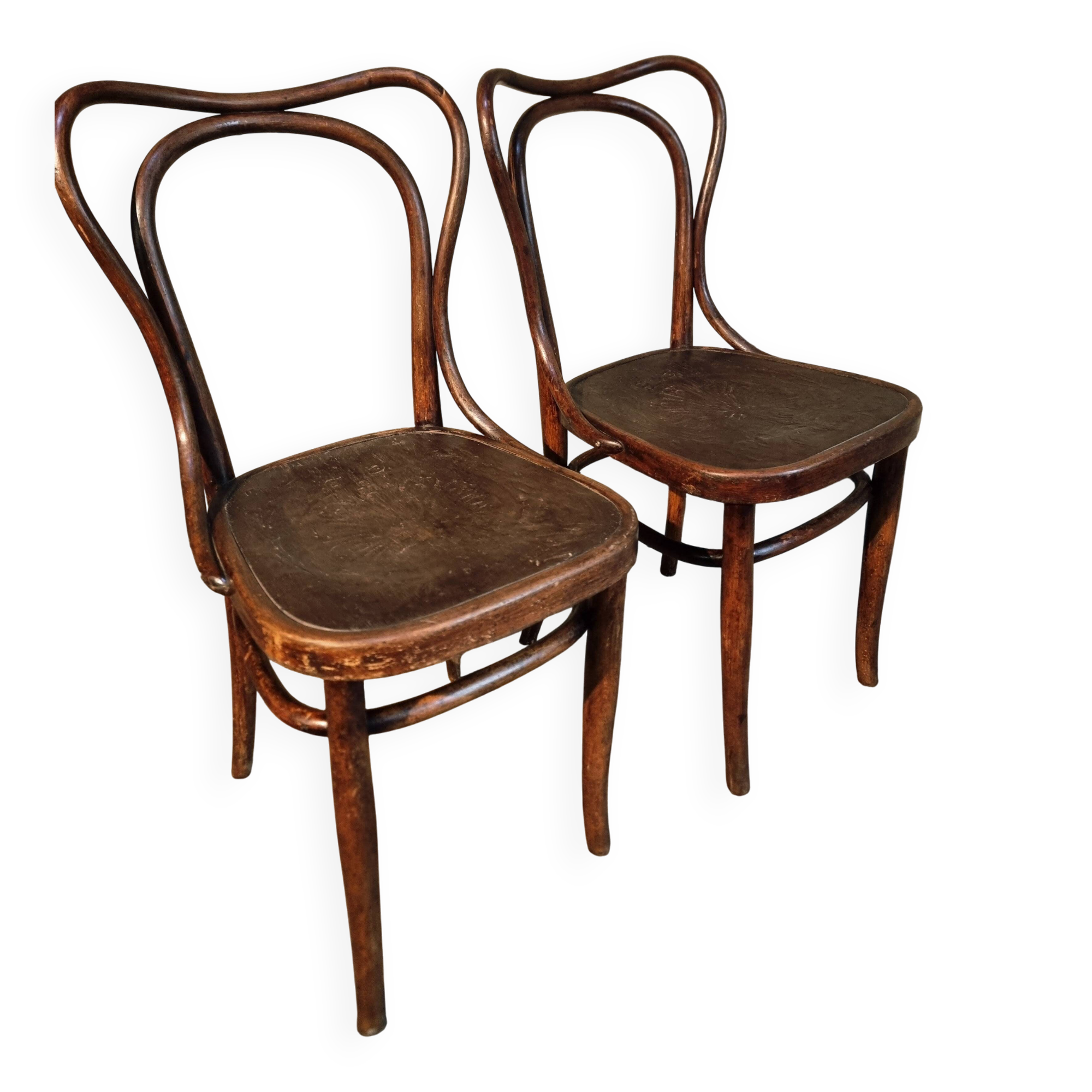 Pair of curved wooden chairs by Jacob & Josef Kohn, Vienna circa 1900