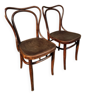Pair of curved wooden chairs by Jacob & Josef Kohn, Vienna circa 1900