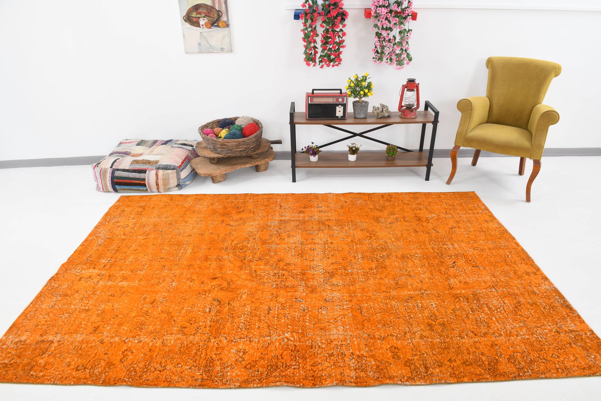 6x9 Pumpink orange vintage rug 181x287Cm SK 3400