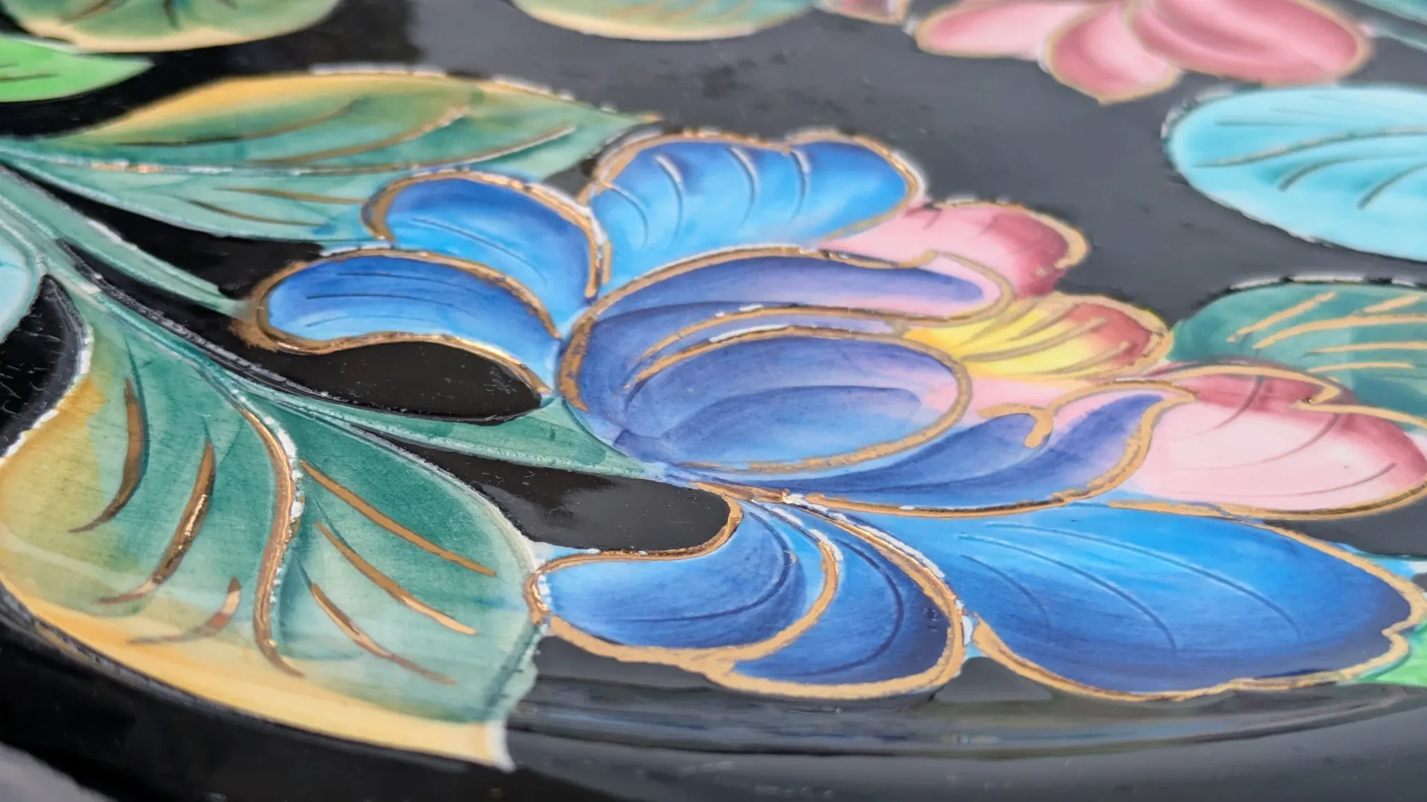 Large Decorative Enamelled Ceramic Plate — Vallauris — Floral Decoration