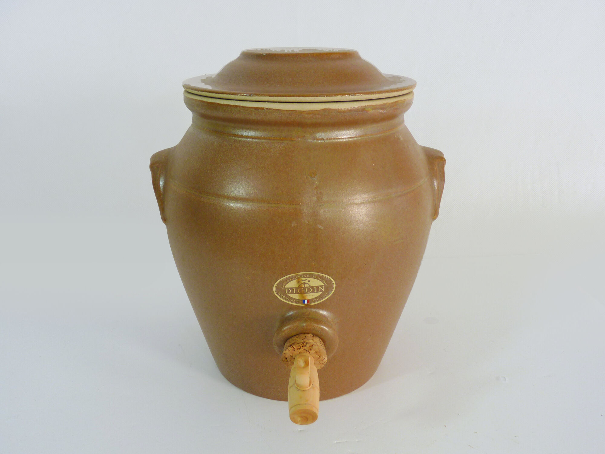 Emile Henry Vinaigrier En Céramique 2,5L Noir Mat - Robinet Buis Et Bouchon Liège - Fabrication Française