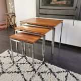 Vintage pull-out tables, side tables, 1970