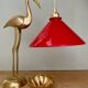 Vintage lampshade pendant light in red and white opaline