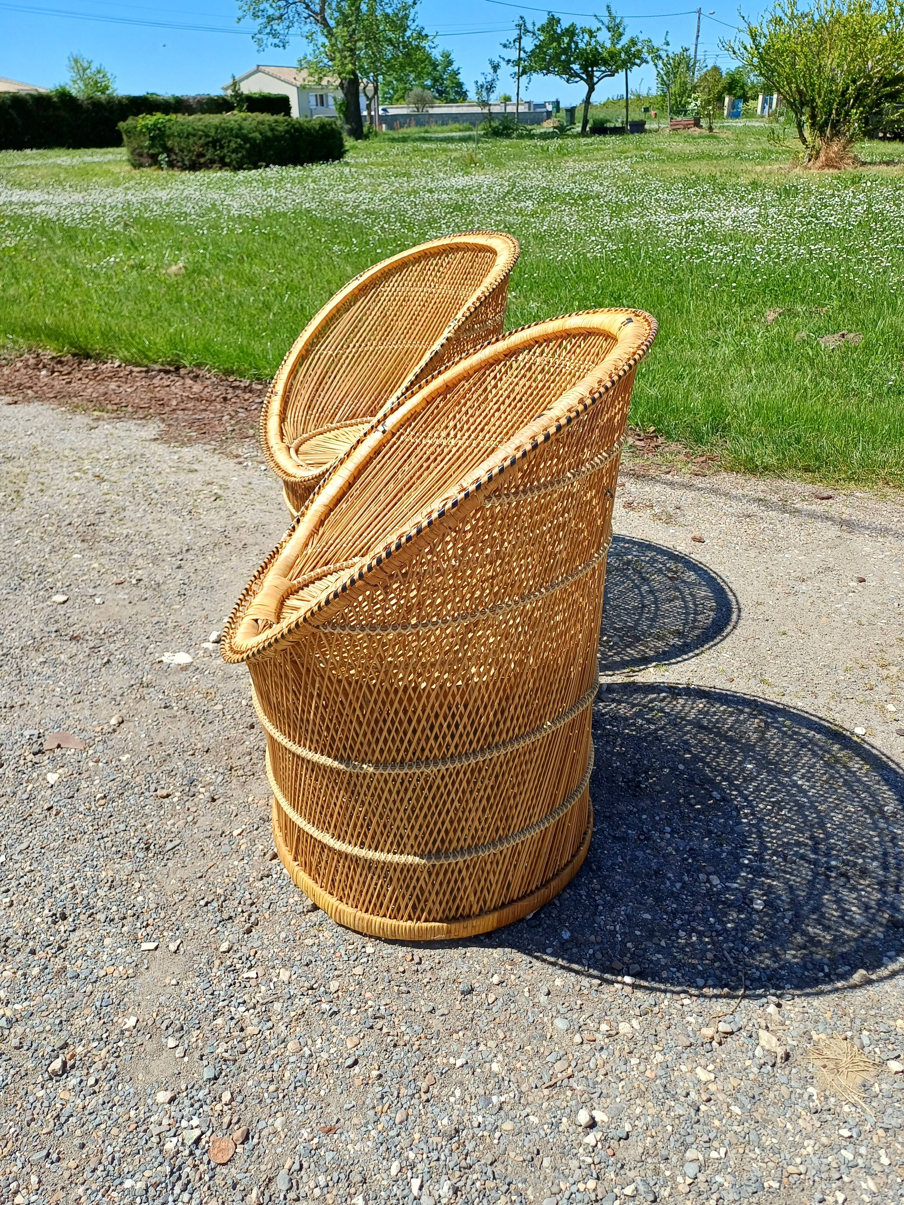 Pair of Vintage Wicker Armchairs