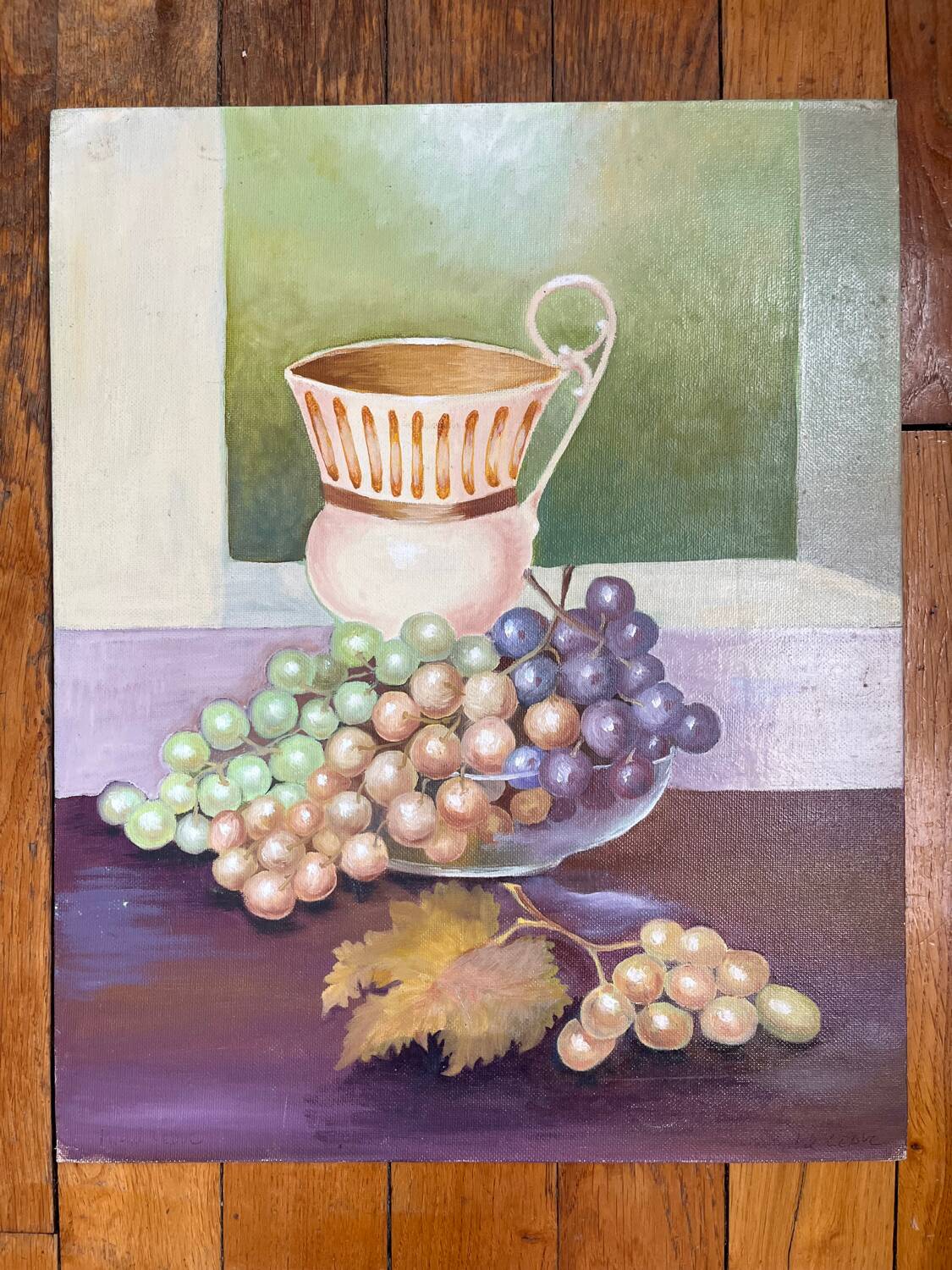 Painting: Still life with pitcher and grapes