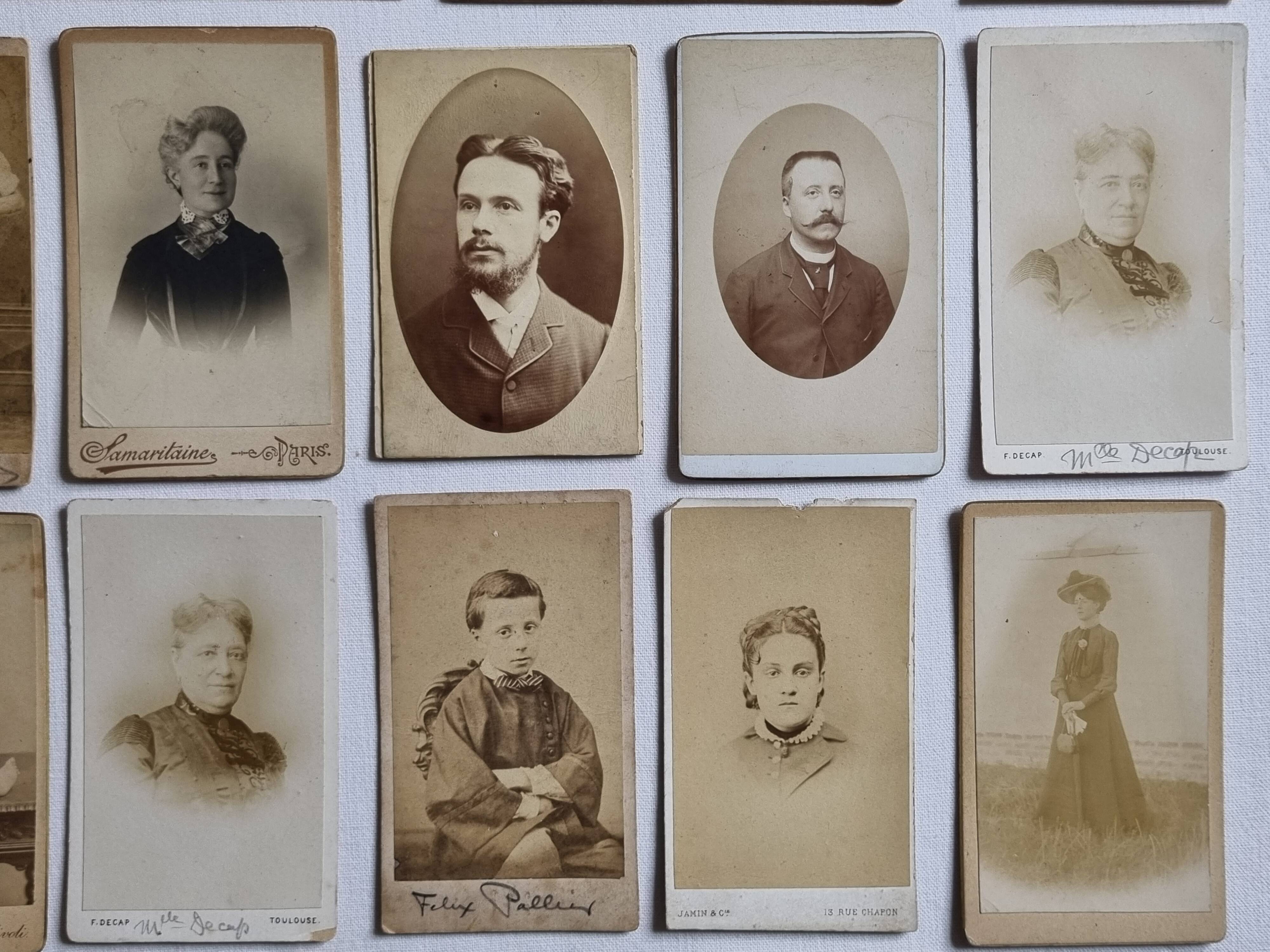 Set of 21 old photographic portraits from the end of the 19th century to the beginning of the 20th century