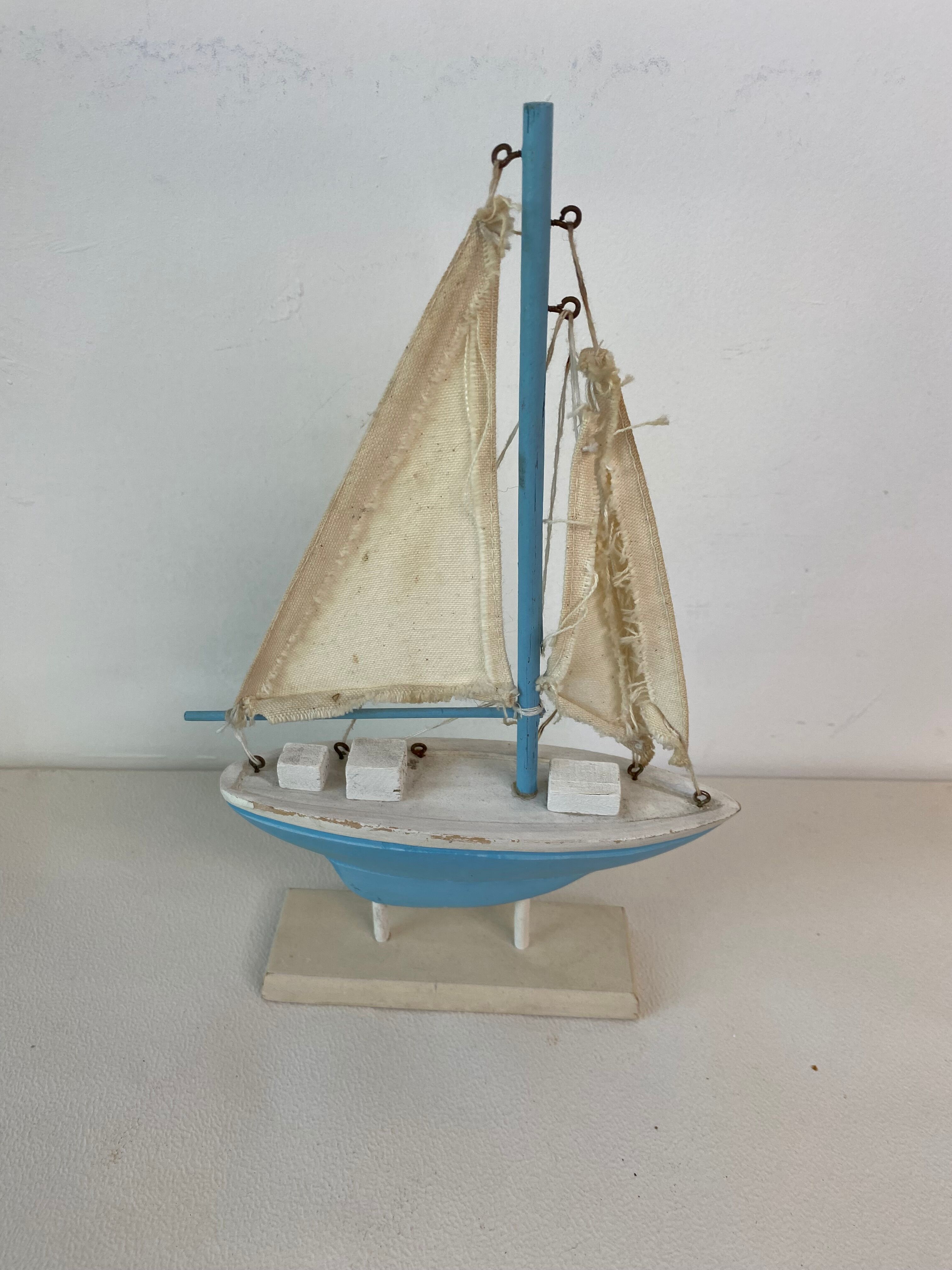 Blue and white boat