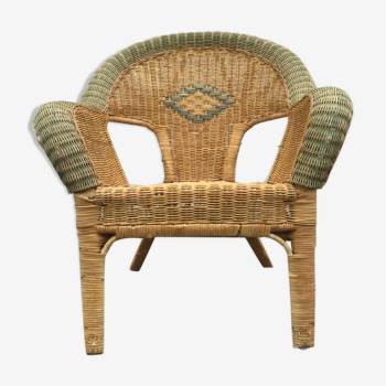 Rattan and bamboo armchair