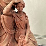 The sculpture, original terracotta signed and dedicated, Charles Van Oemberg.
