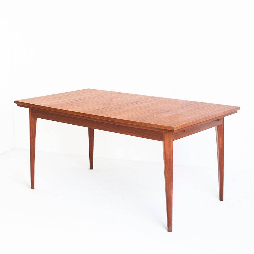 Dining table with two teak extensions. Scandinavian style. Vintage. France 1960s.
