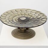 Art Deco Glass, wood and Metal Fruit Bowl, France, 1940s