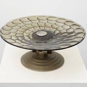 Art Deco Glass, wood and Metal Fruit Bowl, France, 1940s