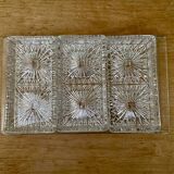 Tray and 3 vintage ramekins in worked glass
