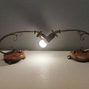 A set of very old art deco table lamps, estimated 1920s in brass and marble.
