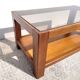 Table basse vintage bois et verre fumé 1970