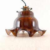 Brown glass pendant lamp, 1970s