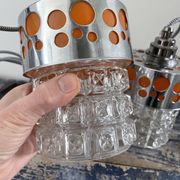 Set of vintage electric chiseled glass lamps