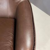 Pair of leather swivel armchairs by PEEM, Finland, 1970s