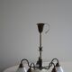 A modern Danish chandelier with 5 heads in opaline glass and brass, Art Deco, 1940s.