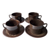 4 vintage stoneware cups + 4 saucers (A1)
