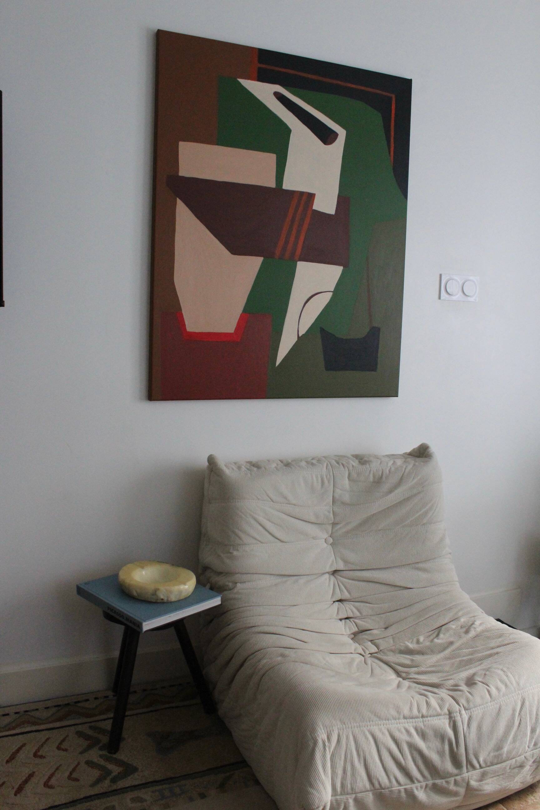 Abstract on geometric canvas 100x81cm by Bodasca