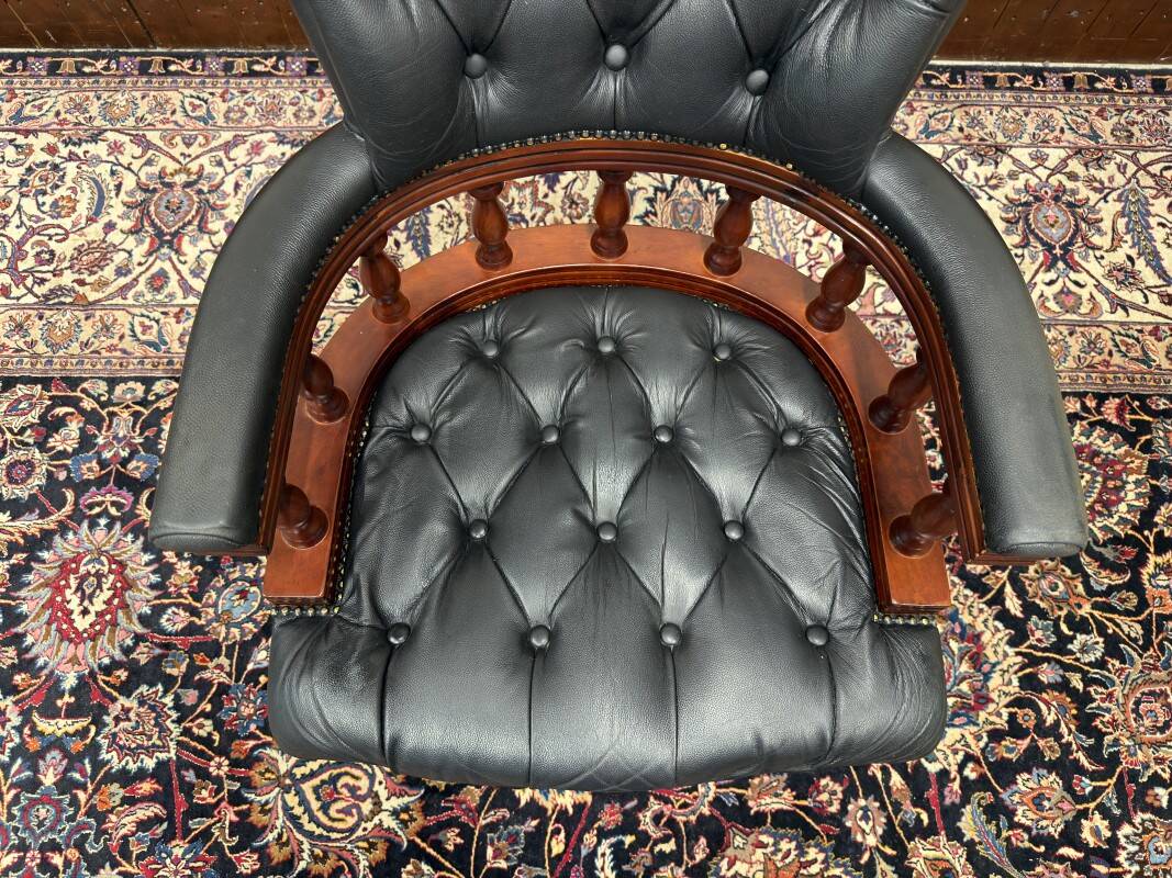 English Chesterfield Captain Chair Black