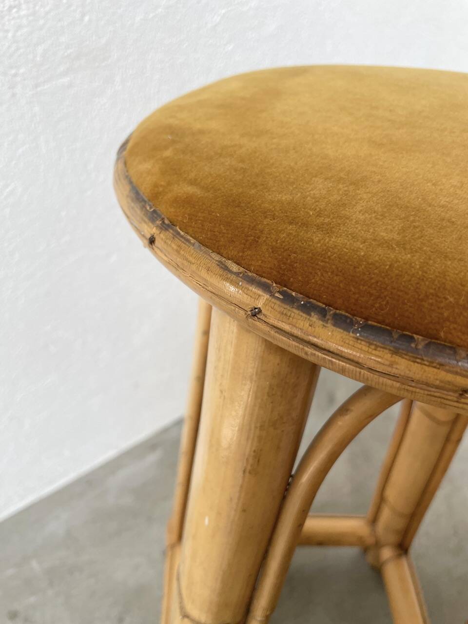 Set of three rattan high stools