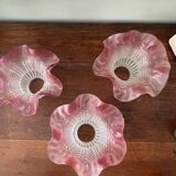 Lot de 3 tulipes en verre dépoli anciennes