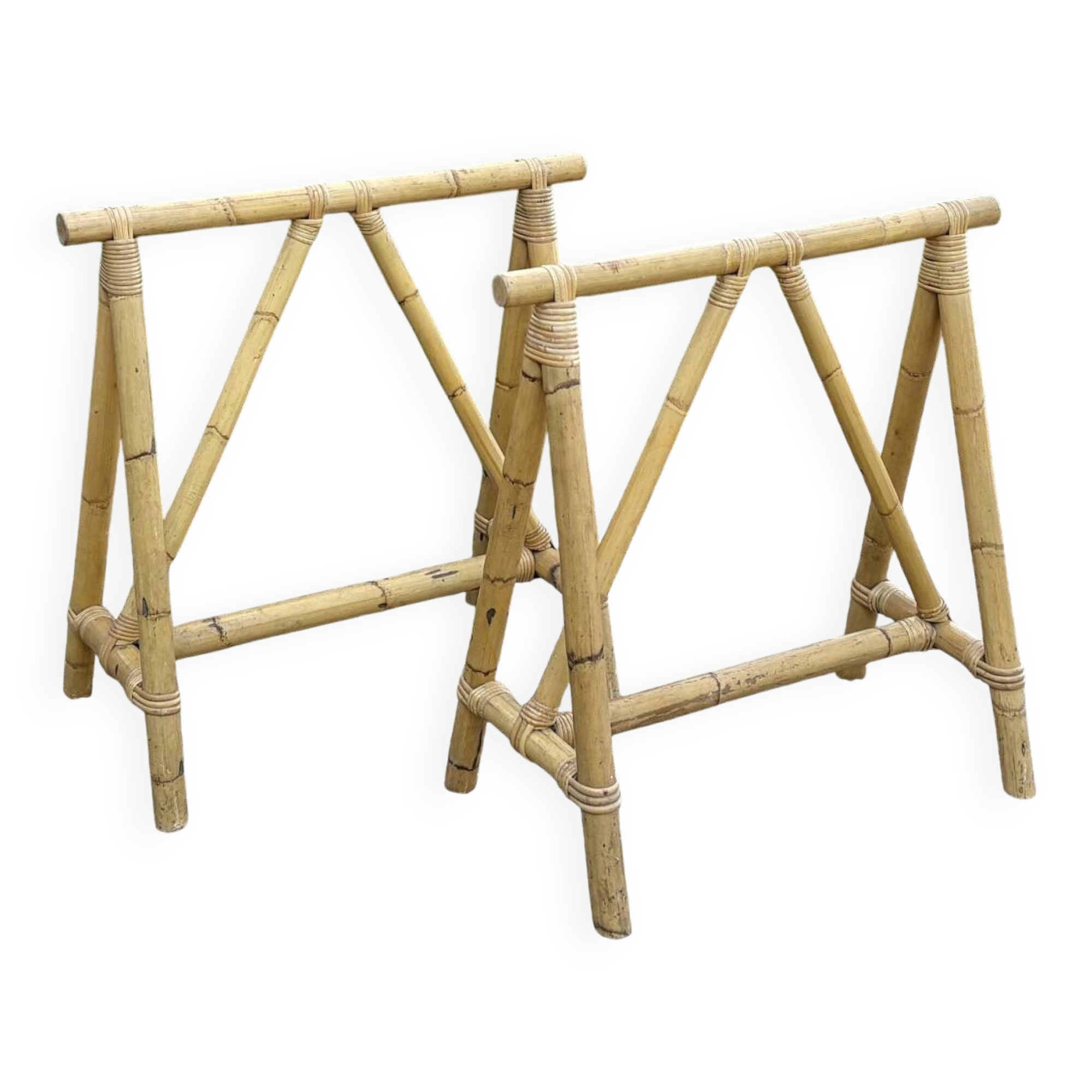 Bamboo trestles for desk or table, 1970s
