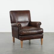 Beautiful Characterful Sheep Leather Armchair with a Deep Colour
