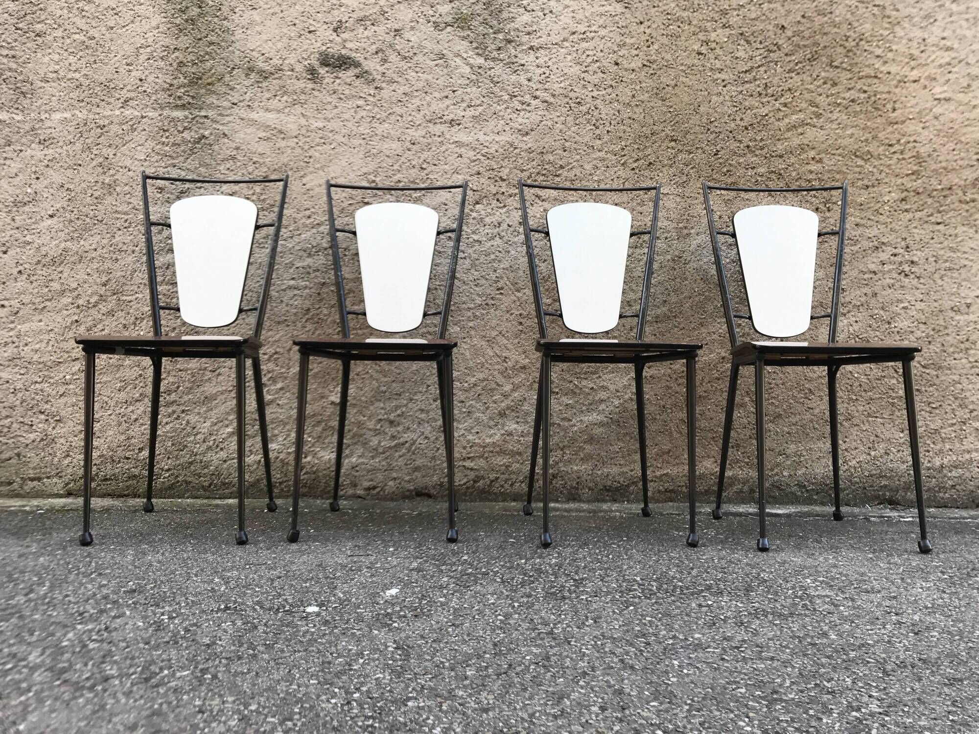 Set of 4 chairs in metal and formica "ideal kitchen" 1950/1960