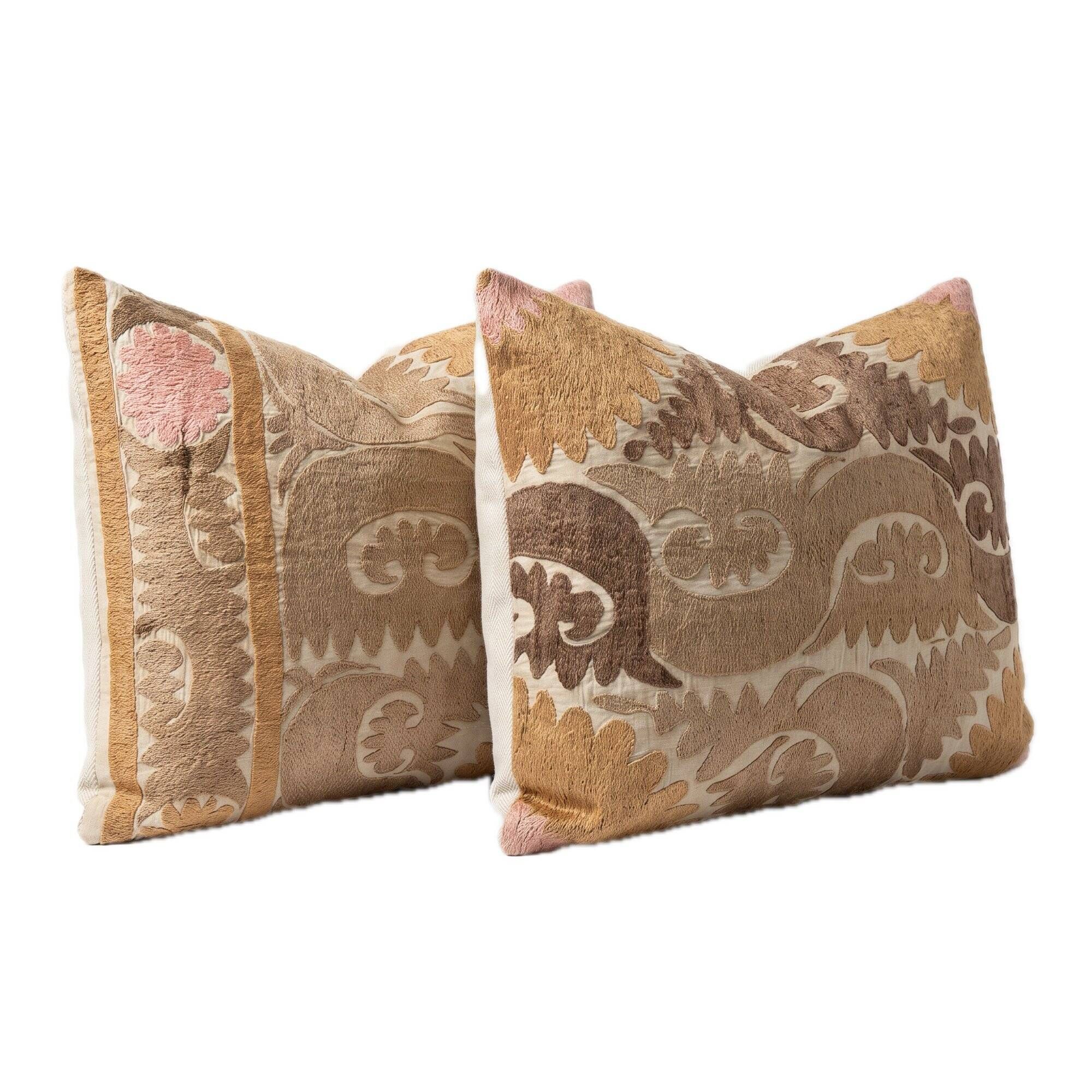 Set of 2 vintage embroidered cushion covers 59x68 cm