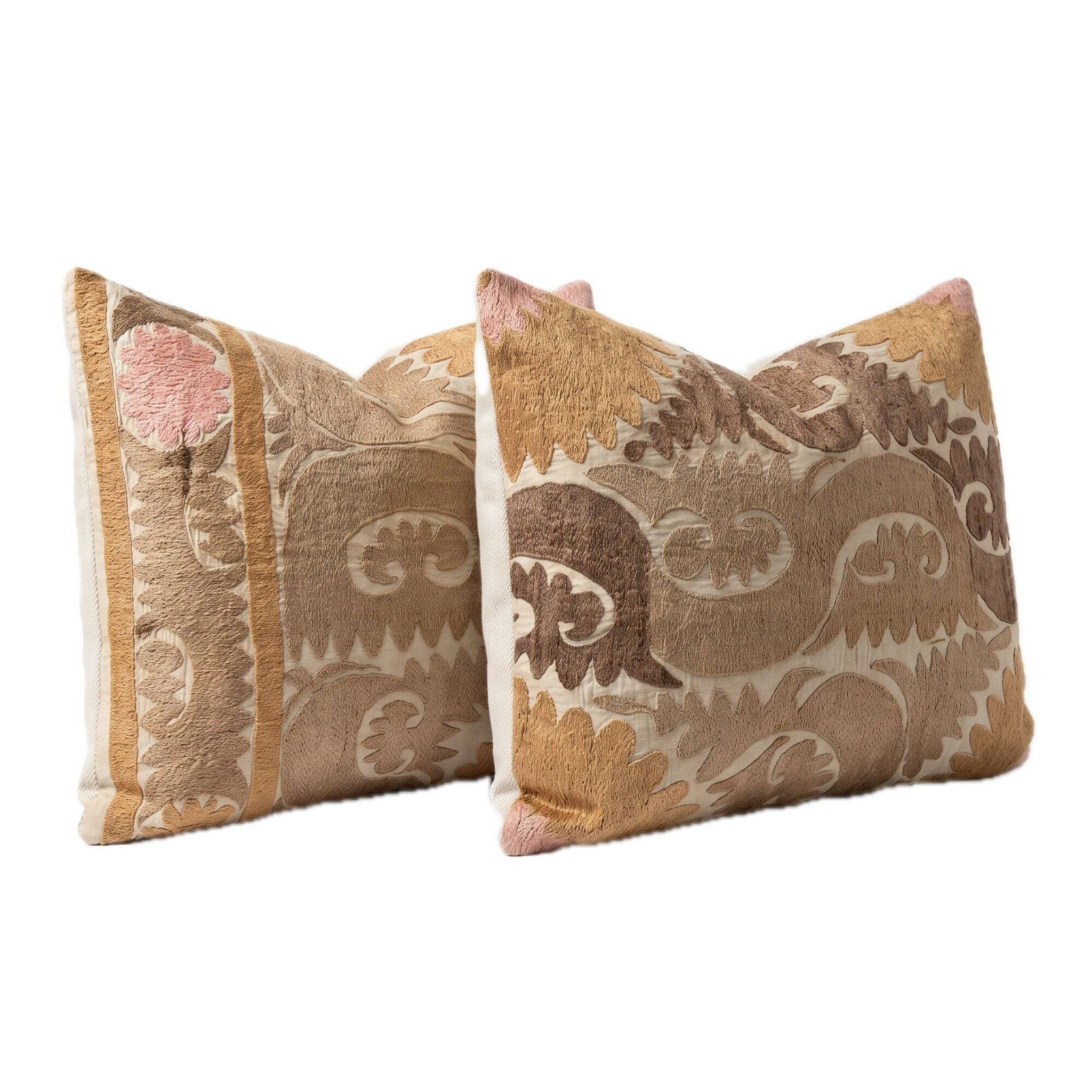 Lot de 2 housses de coussin brodées vintage 59x68 cm