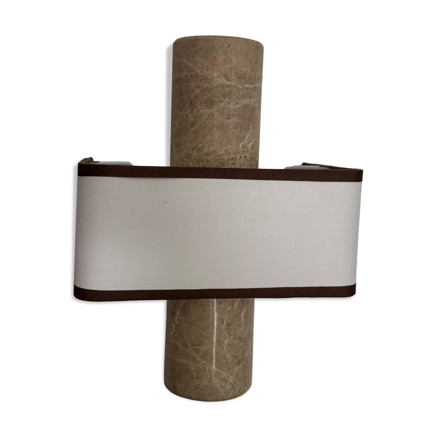 Pair of marble wall lights with fabric shades