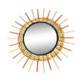 Miroir soleil vintage en rotin 35cm
