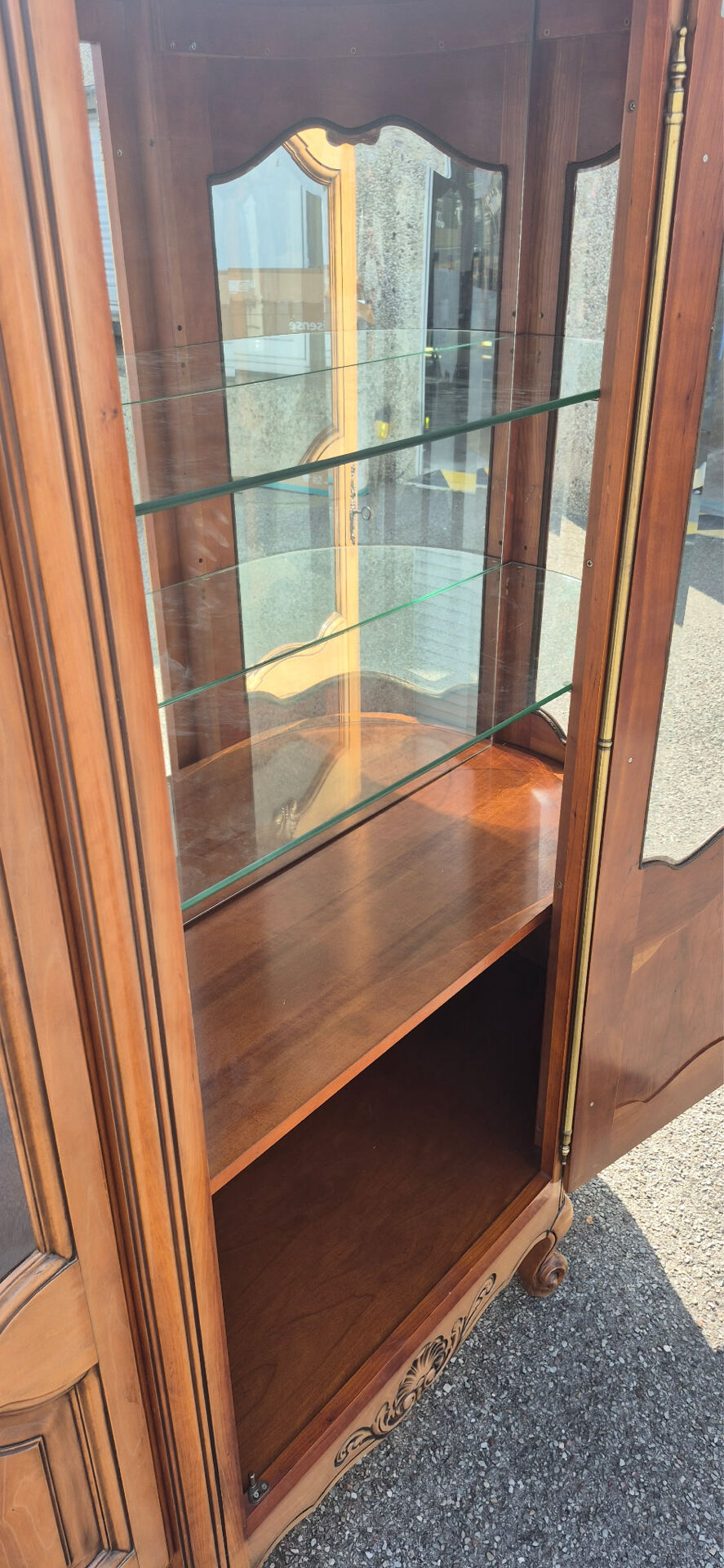 Large curved display cabinet in cherry wood in Louis XV style – 20th century