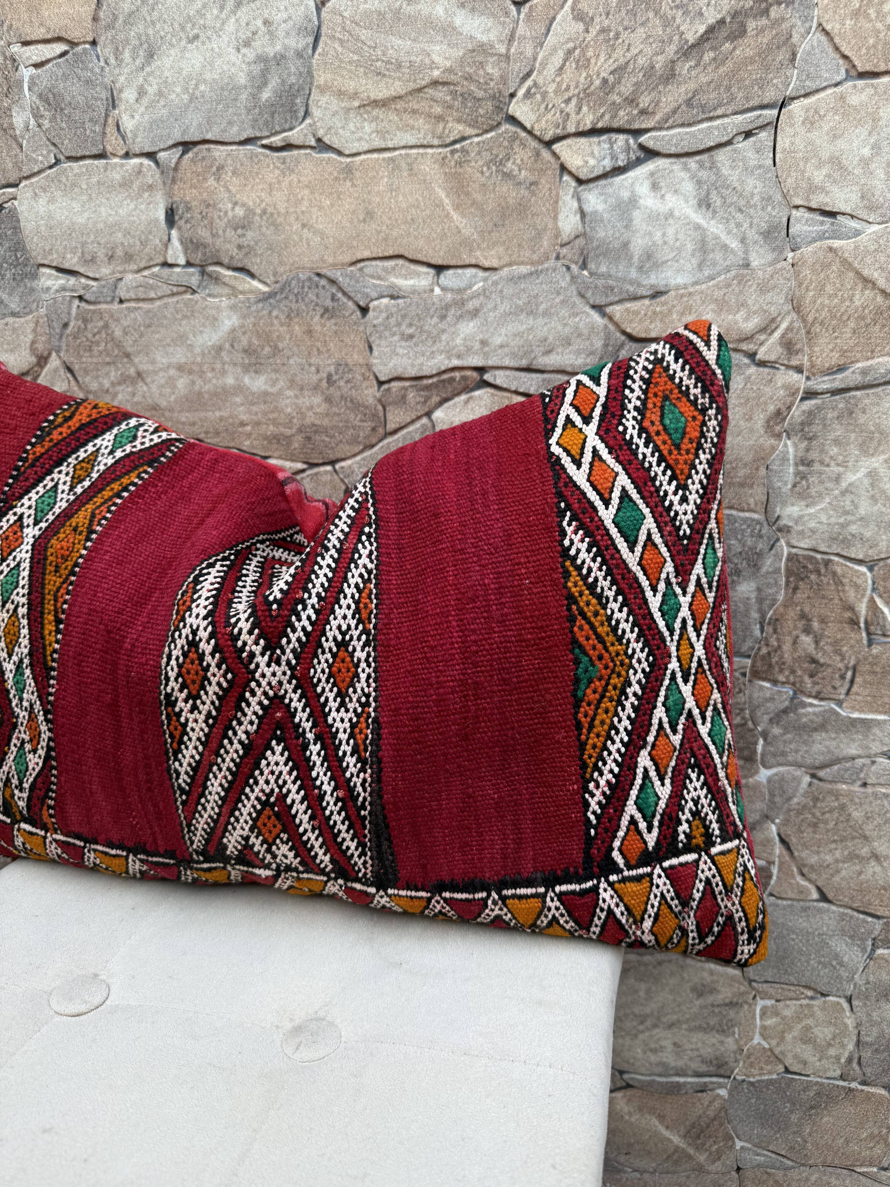 Taie d'oreiller marocaine, housse de coussin berbère, taie d'oreiller tissé