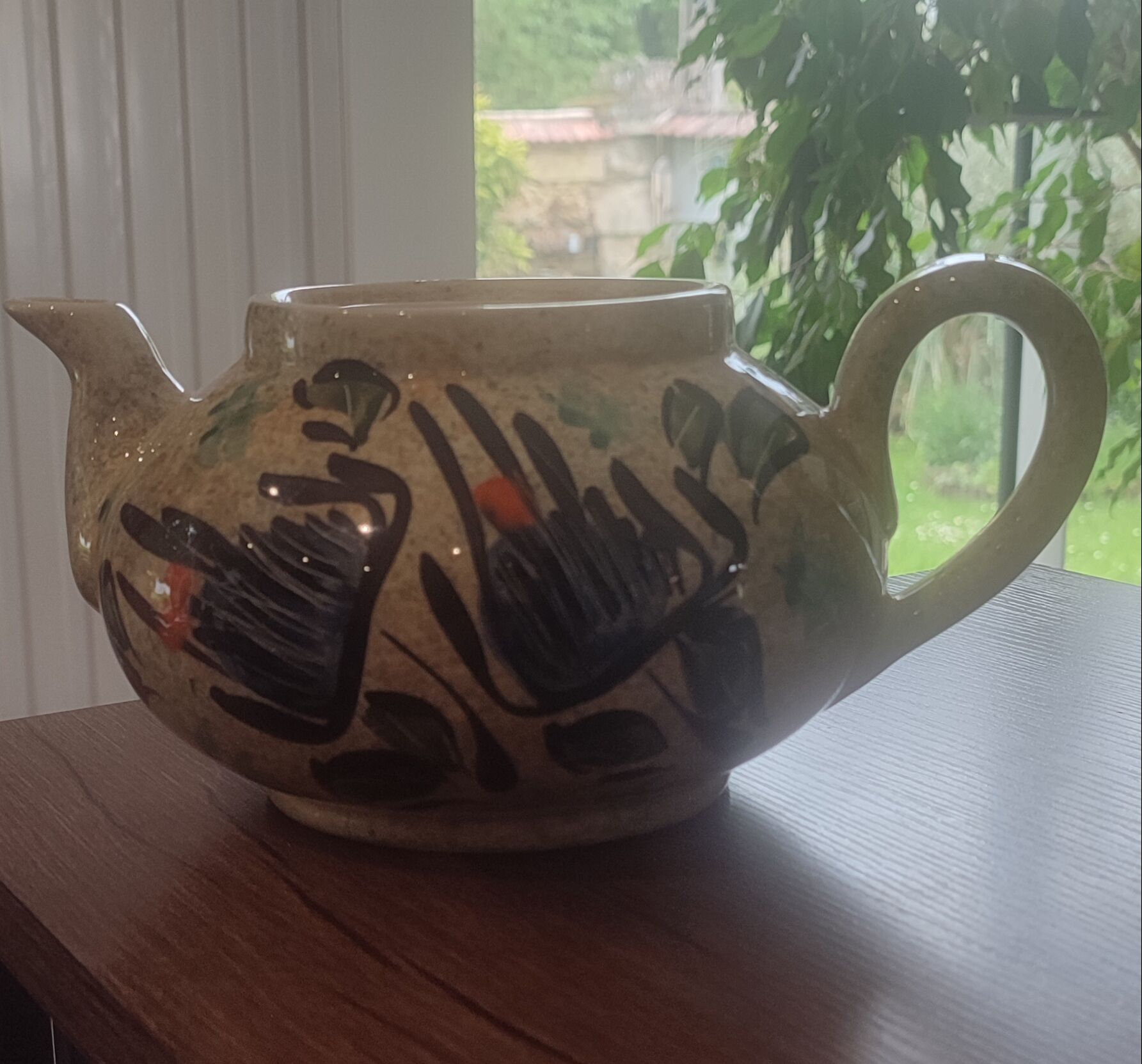 Large ceramic tea service signed Vallauris, vintage 1960.