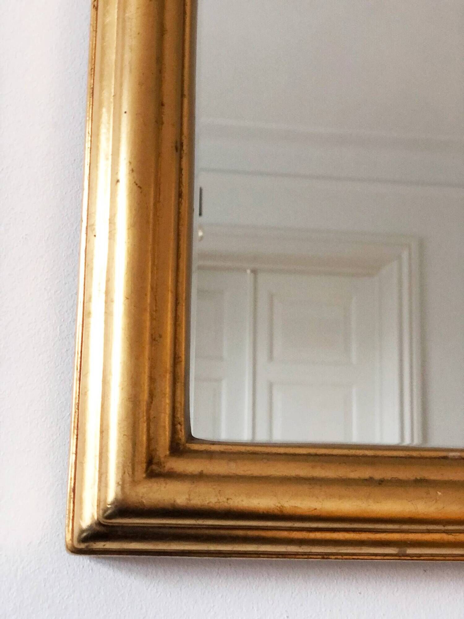 Vintage rectangular giltwood bevelled mirror with rose accents